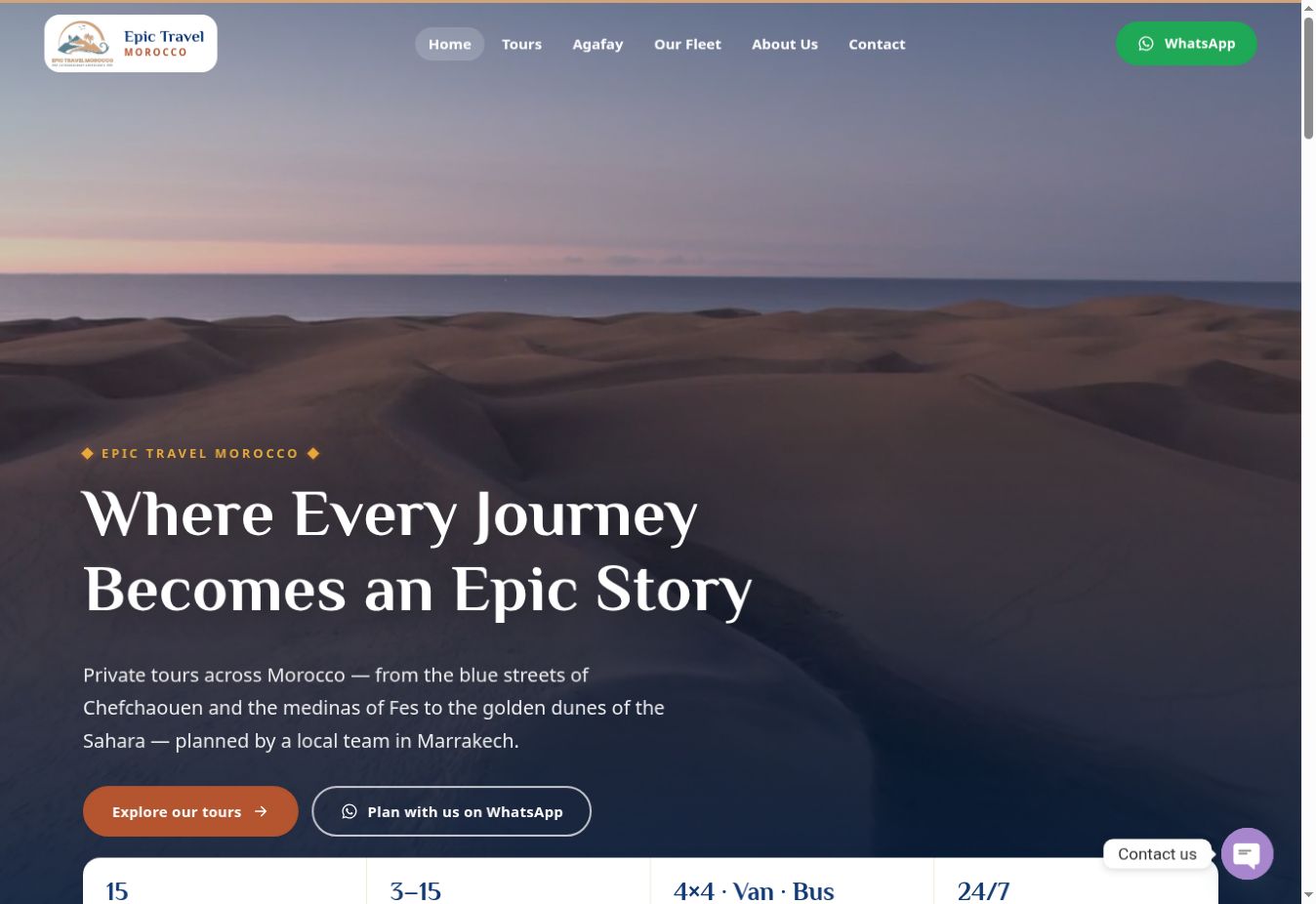 Epic Travel Morocco website screenshot